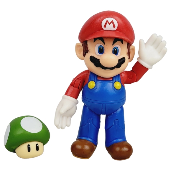 Nintendo Super Mario 4" Mario Figure with 1-Up Mushroom - Jakks 2015 - Picture 1 of 4